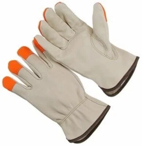 Fahrerhandschuhe Vollnarbenrindsleder Hi-Vis Bauarbeiten, gefüttert, KLEIN - Bild 1 von 5