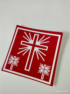 Small Hand made Decal Sticker RED CHRISTIAN CROSS JESUS - Image 1 of 4