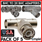 5 Pack 3 Way BNC Coupler RF Adapter BNC Cable Splitter Coupler T Type Connector