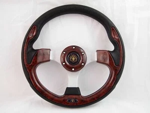 1984+ CLUB CAR DS Wood burl steering wheel golf cart With Chrome Adapter - Picture 1 of 3