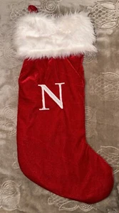 Kohl’s Monogramed Letter N 20’ Inch Red/White Christmas Stocking NWOT - Picture 1 of 11