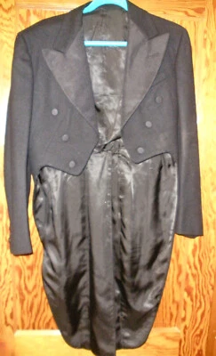 Винтажный черный шерстяной жилет с хвостами и пик лацканы - Изображение 1 из 4