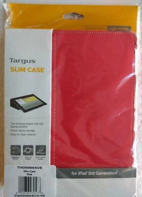 NEW Targus Slim Case for iPad 3rd Generation w/ Built-In Stand Pink THD00604US50 — 第 1/2 张图片