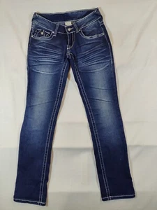 True Religion Jeans Women's 26 Straight Leg Low-Rise World Tour Denim Blue USA - Picture 1 of 12