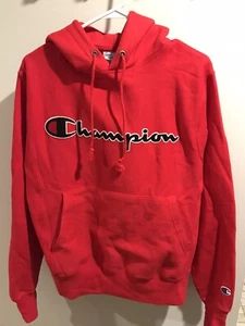 Champion Reverse Weave Embroidered Big C Logo Hoodie Sweatshirt Mens Small Red - Picture 1 of 4