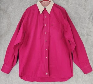 Wrangler Shirt Mens XL Pink Button Down Long Sleeve Western Cowboy PBR Vintage - Picture 1 of 11