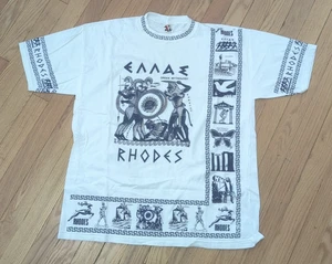 Vintage Single Stitch Griechenland Rhodos All Over Print AOP T-Shirt Erwachsene Größe L  - Bild 1 von 11