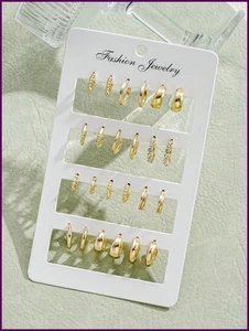 24 Teile/Set Mode Strass kleine Creolen Minimalistisch Alltag Ohrringe - Bild 1 von 26