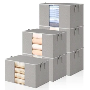 6 Pack Clothes Storage Bags - 90L Blanket Organizers and Storage for Closet L... - Picture 1 of 7