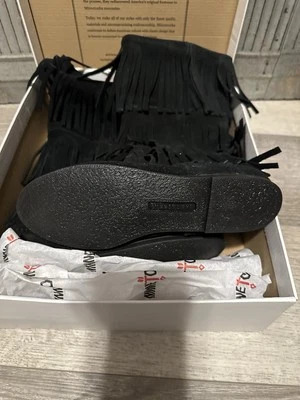 NUEVO EN CAJA BOTAS MINNETONKA MUJER 3 CAPAS FLECOS NEGRAS TALLA 10 Foto 1 de 3