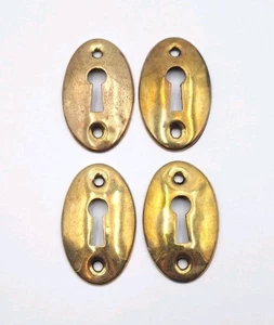 Antique/Vintage Skeleton Key Hole Covers Escutcheon Brass Door Hardware Lot of 4 - Picture 1 of 8