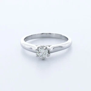 0.5CT AGI Lab-Created Diamond E/VS1 Round Cut Platinum Crown Head Solitaire Ring - Picture 1 of 4
