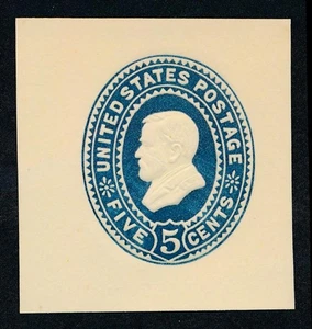 UNITED STATES (US) U335 UNUSED VF 5c BLUE ON AMBER CUT SQUARE - Picture 1 of 2