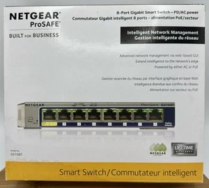 NETGEAR ProSAFE GS108T 8-Port Gigabit Ethernet Smart Switch - PD/AC Power - Picture 1 of 5
