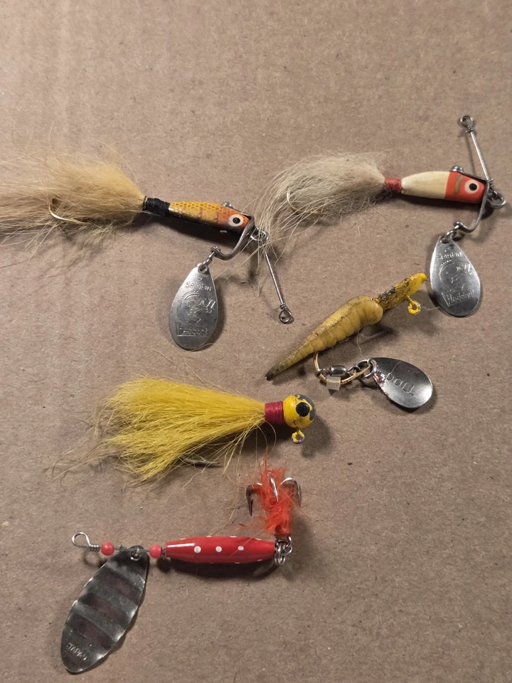 vintage fishing lure jig lot of 5  spinfin heddon doll - Image 1 of 4