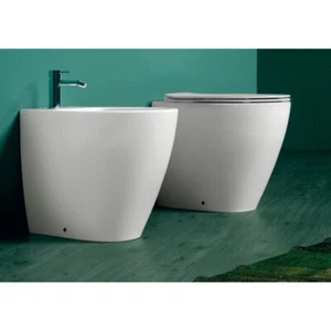 SANITARI FILO MURO RIMLESS LFT SPAZIO VASO BIDET CON COPRIVASO SOFT CLOSE BIANCO - Foto 1 di 1