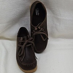 Clarks Collection Padmora Wallabee Brown Smooth Oxford Shoes Size 5.5 New - Picture 1 of 14