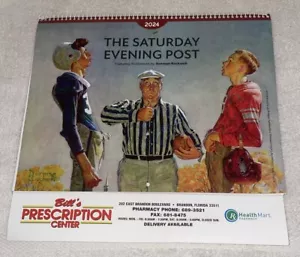 2024 Norman Rockwell Saturday Evening Post Wall Calendar Bill’s Prescription Ctr - Picture 1 of 15