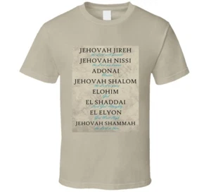 Jehovah Names & Meanings Tan T Shirt - Picture 1 of 4