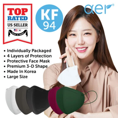 AER KF94 Face Protective Safety Mask Made in Korea Adult Large 4 Layers - Image 1 of 4