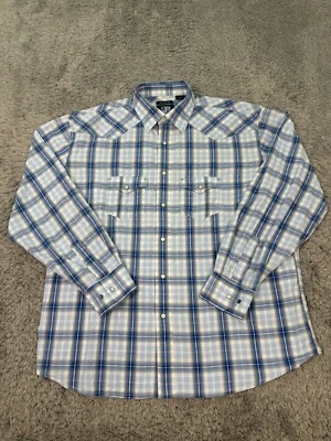 Resistol Shirt Mens XL Blue Plaid Western Cowboy Rodeo Pearl Snap University - Image 1 of 4