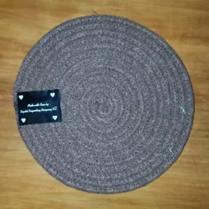 Braided Rug Candle Mat / Trivet / Small / Brown - Tan / Country Farmhouse 🕯 - Picture 1 of 1