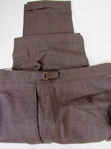 Pantalones de vestir Zanella Nate platino liso borgoña con flecos planos hebilla lateral lana talla 40 - Imagen 1 de 14