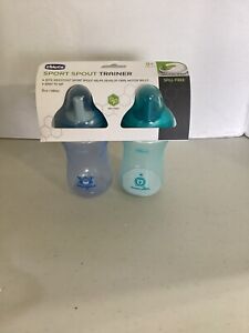 Pair of Chicco Sport Spout Trainer Blue & Green Cups 9 oz. For 9 Months+ NIP
