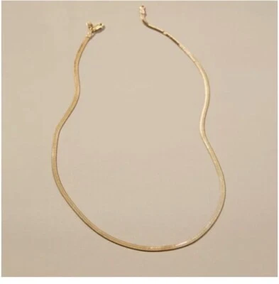 "Collar plano de espiga Anthropologie enchapado en oro de 14 k broche de langosta de latón 16"" L" Foto 1 de 4