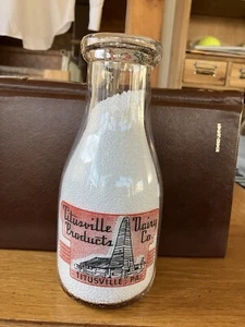 Titusville Products Dairy Co. PA rundes Pint Ölbrunnen Drake - schöner Pyro - Bild 1 von 6