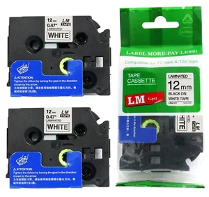 Paquete de 2 cintas negras sobre blancas de 12 mm para impresora P-touch modelo PT9700PC, PT-9700PC - Imagen 1 de 1