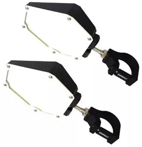 Assault Black/White Bomber Plastic Mirrors + 1.5" Clamps - Picture 1 of 3