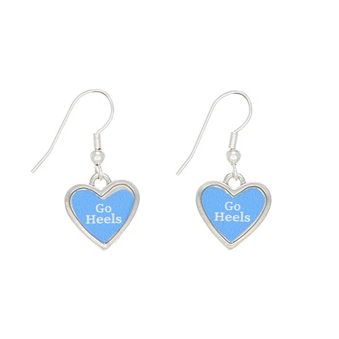 New North Carolina Tar Heels Go Heels Heart Shape Fish Hook Earrings Cover