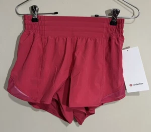 NUEVO CON ETIQUETAS Lululemon Talla 4 Hotty Hot HR Corto 4” *Forrado CERI Cherry Mist $68 - Imagen 1 de 3