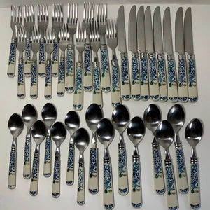 38 PcFlatware Cabin in Snow Christmas 7 Place Setting Extras Tienshan Silverware - Picture 1 of 13