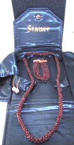MIB Stauer Girlande Granat Halskette Armband Ohrring Set in Box - Bild 1 von 4