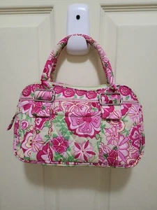 Women's Pink Floral Fabric Quilted Small Handbag 10x6.5x4 Good Condition! - Picture 1 of 13