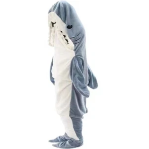Cute Shark Warm Hoodie Cartoon Pajamas Blanket Sleeping Bag Costume Sleepwear - Picture 1 of 7