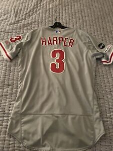 Authentic Bryce Harper Majestic Grey Phillies 2019 Jersey