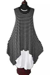 Layered A-line Top Tunic Dress Stripes Small Stripes 44, 46, 48, L, XL, XXL - Picture 1 of 6