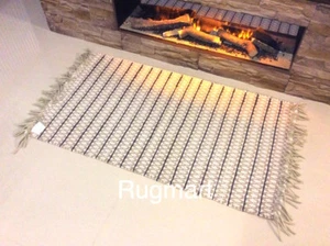 ALFOMBRA KILIM BEIGE CREMA Hecha a Mano Étnica Algodón Natural Lavable 70x115cm -40% DE DESCUENTO - Imagen 1 de 6
