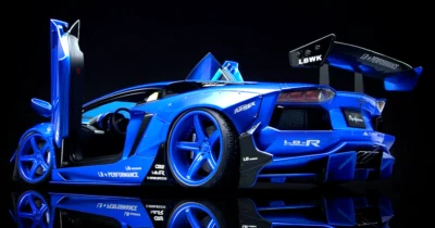 1:18 AUTOart Lamborghini Aventador Liberty Walk LB Works Hyper Blue 79183 New. - Image 1 of 4