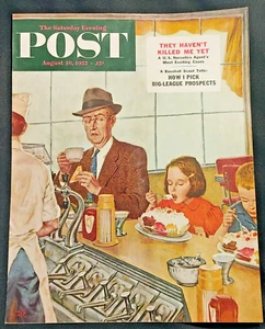 COVER ONLY NO MAGAZINE Saturday Evening Post August 16, 1952 Diner Scene - Bild 1 von 2