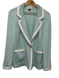 St. John Collection mintgrüner Strickblazer mit einem Knopfverschluss Damengröße 12 - Bild 1 von 10