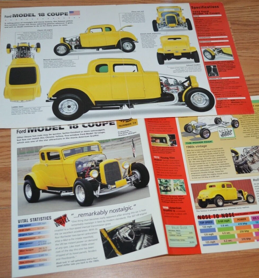 Ford Deuce 1932 cupé graffiti americano información de especificaciones folleto original póster 18 Foto 1 de 1