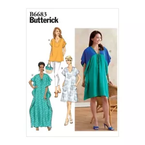 Butterick Sewing Pattern B6683 Misses' Caftan Tunic Top Maxi Dress Loose Fit - Picture 1 of 2
