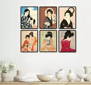 Japan Japanese Ladies Geisha Ito ShinSui Wall Art Decor Set of 6 Print 8.5x11 - Picture 1 of 7