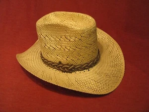 Sombrero de vaquero de paja de diligencia Resistol vintage Rancho Western Wear talla 7 3/8 - Imagen 1 de 14
