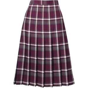 Lands' End Women's Plaid Pleated Skirt Maroon Burgundy Plaid Pleated Midi Skirt - Picture 1 of 5