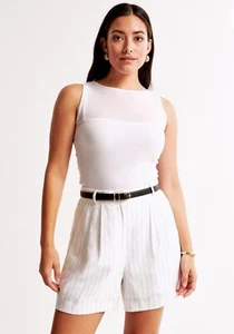 Curve Love A&F Sloane Tailored Linen-Blend Short Size 32 Orig $70 by Abercrombie - Picture 1 of 6